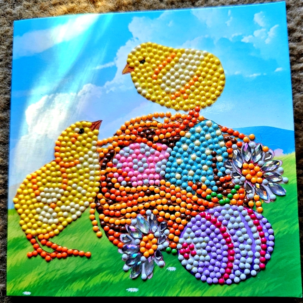 Curious Chick's Easter Card Diamond Painted Unique